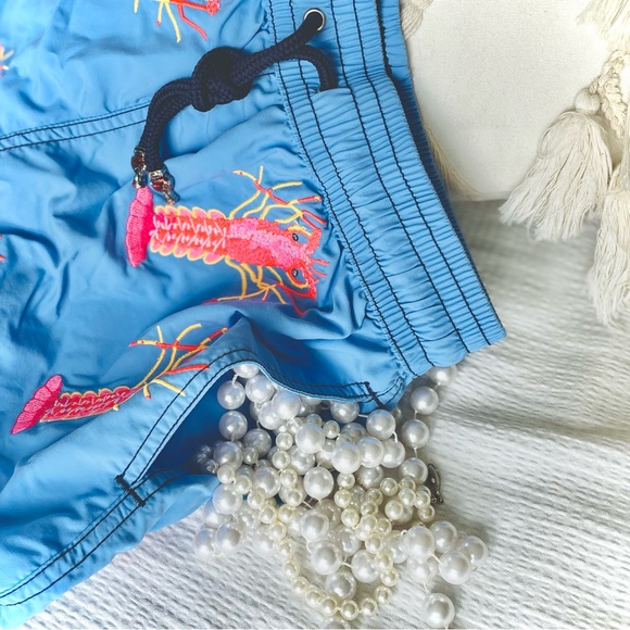LES CANEBIERS | XS/S | All Over Lobster Light Blue Menβs Swimtrunks Boardshorts - Picture 9 of 16